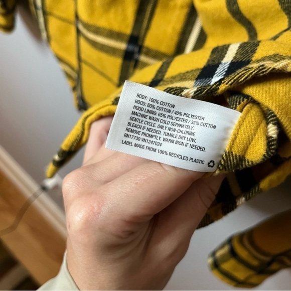 Original Use Men’s Gold & Black Plaid Long Sleeve Cotton Flannel Shirt Size M - Picture 10 of 16